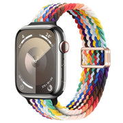 For Apple Watch SE 2022 44mm Slim Magnetic Buckle Nylon Braided Watch Band(Rainbow)