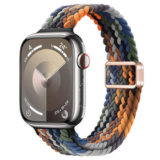 For Apple Watch SE 2022 44mm Slim Magnetic Buckle Nylon Braided Watch Band(Camouflage Colorful) - free shipping - PMC Jewellery - Order now!