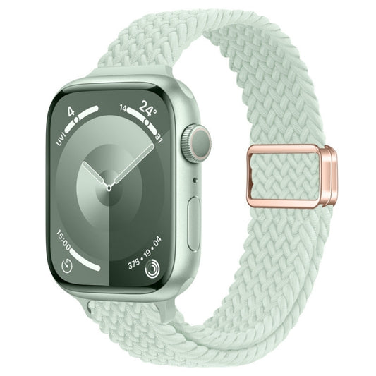 For Apple Watch Series 7 45mm Slim Magnetic Buckle Nylon Braided Watch Band(Light Mint) - free shipping - PMC Jewellery - Order now!