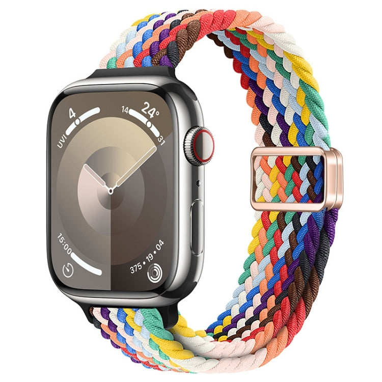 For Apple Watch Series 4 44mm Slim Magnetic Buckle Nylon Braided Watch Band(Rainbow) - free shipping - PMc TechLife - Order now!