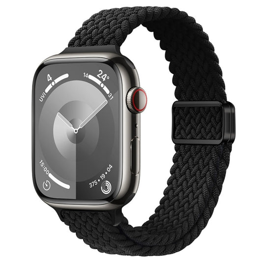 For Apple Watch Series 3 38mm Slim Magnetic Buckle Nylon Braided Watch Band(Black) - free shipping - PMC Jewellery - Order now!