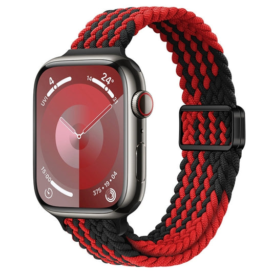 For Apple Watch Series 3 42mm Slim Magnetic Buckle Nylon Braided Watch Band(Z Pattern Black Red) - free shipping - PMC Jewellery - Order now!