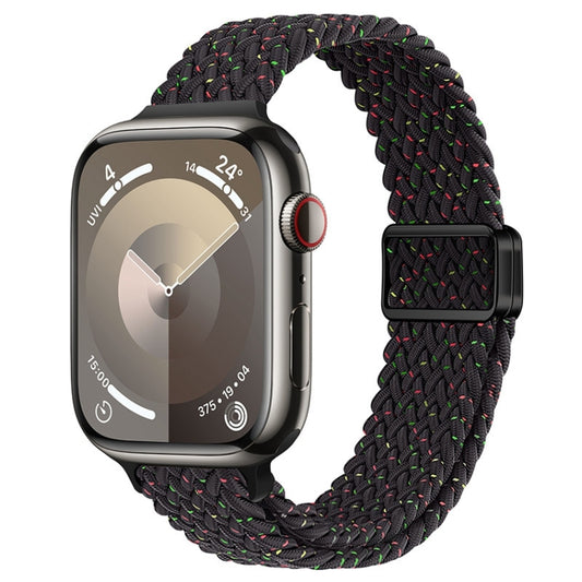 For Apple Watch Series 3 42mm Slim Magnetic Buckle Nylon Braided Watch Band(Starlight Black) - free shipping - PMC Jewellery - Order now!