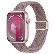 For Apple Watch Series 3 42mm Slim Magnetic Buckle Nylon Braided Watch Band(Smoke Purple)