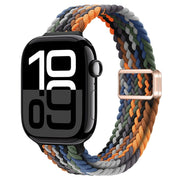 For Apple Watch Series 10 42mm Slim Magnetic Buckle Nylon Braided Watch Band(Camouflage Colorful)