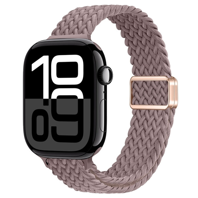For Apple Watch Series 10 42mm Slim Magnetic Buckle Nylon Braided Watch Band(Smoke Purple)