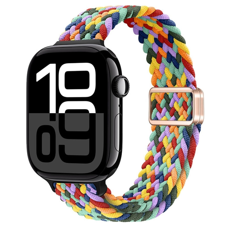 For Apple Watch Series 10 46mm Slim Magnetic Buckle Nylon Braided Watch Band(W Pattern Colorful) - Watch Bands by PMc TechLife | Online Shopping South Africa | PMc TechLife | Buy Now Pay Later Mobicred