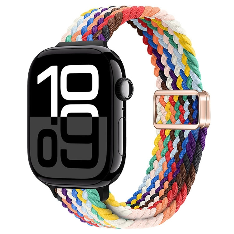 For Apple Watch Series 10 46mm Slim Magnetic Buckle Nylon Braided Watch Band(Rainbow) - free shipping - PMc TechLife - Order now!