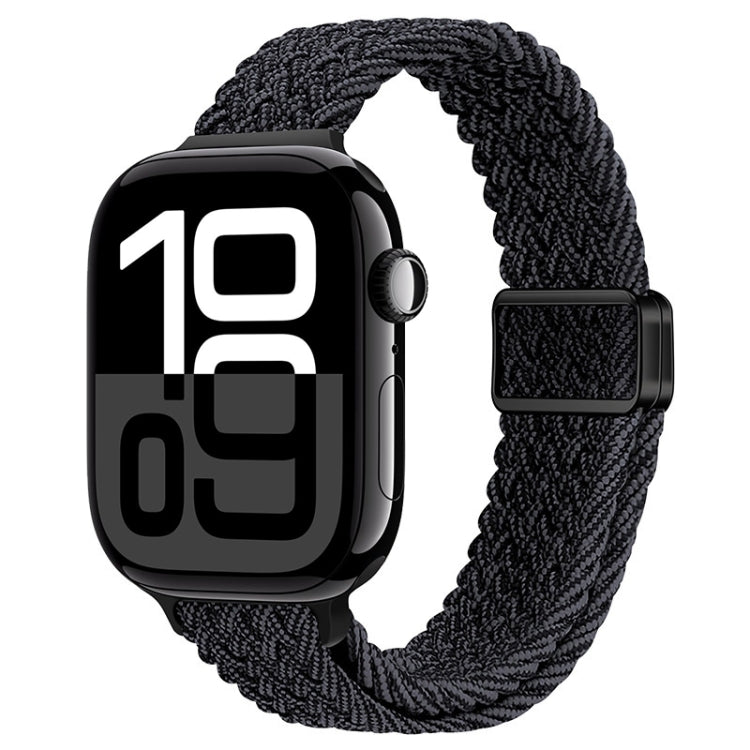 For Apple Watch Series 10 46mm Slim Magnetic Buckle Nylon Braided Watch Band(Black Grey) - free shipping - PMc TechLife - Order now!
