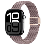 For Apple Watch Series 10 46mm Slim Magnetic Buckle Nylon Braided Watch Band(Smoke Purple)