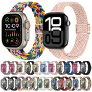 For Apple Watch Series 10 46mm Slim Magnetic Buckle Nylon Braided Watch Band(Rainbow)