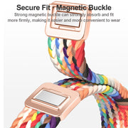 For Apple Watch Series 10 46mm Slim Magnetic Buckle Nylon Braided Watch Band(Rainbow)
