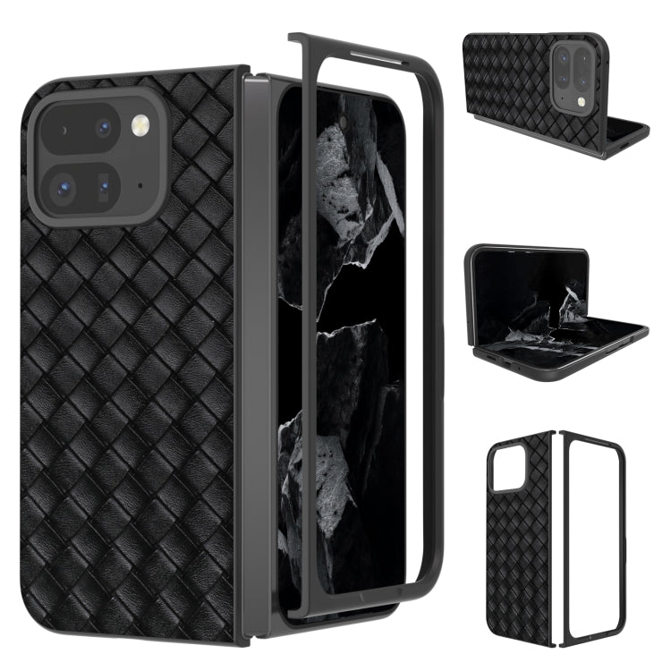 For Google Pixel 9 Pro Fold Black Frame Woven Texture PU Phone Case(Black) - Google Cases by PMC TechLife | Online Shopping South Africa | PMC TechLife | Buy Now Pay Later Mobicred