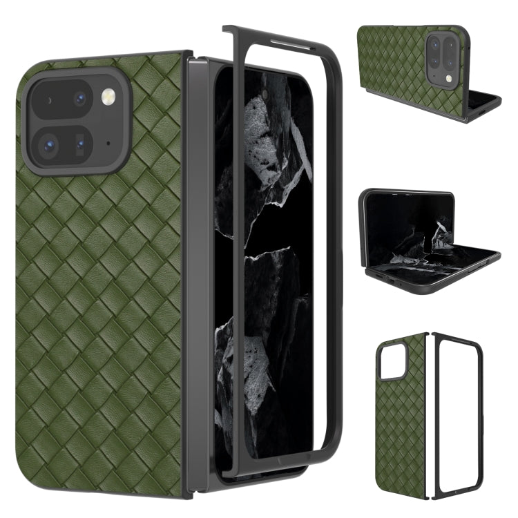 For Google Pixel 9 Pro Fold Black Frame Woven Texture PU Phone Case(Green) - free shipping - PMC TechLife - Order now!