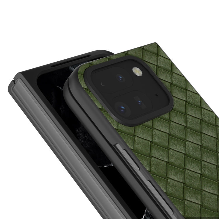 For Google Pixel 9 Pro Fold Black Frame Woven Texture PU Phone Case(Green) - free shipping - PMC TechLife - Order now!