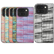 For Google Pixel 9 Pro Fold Black Frame Color Lattice Texture PU Phone Case(Pink)