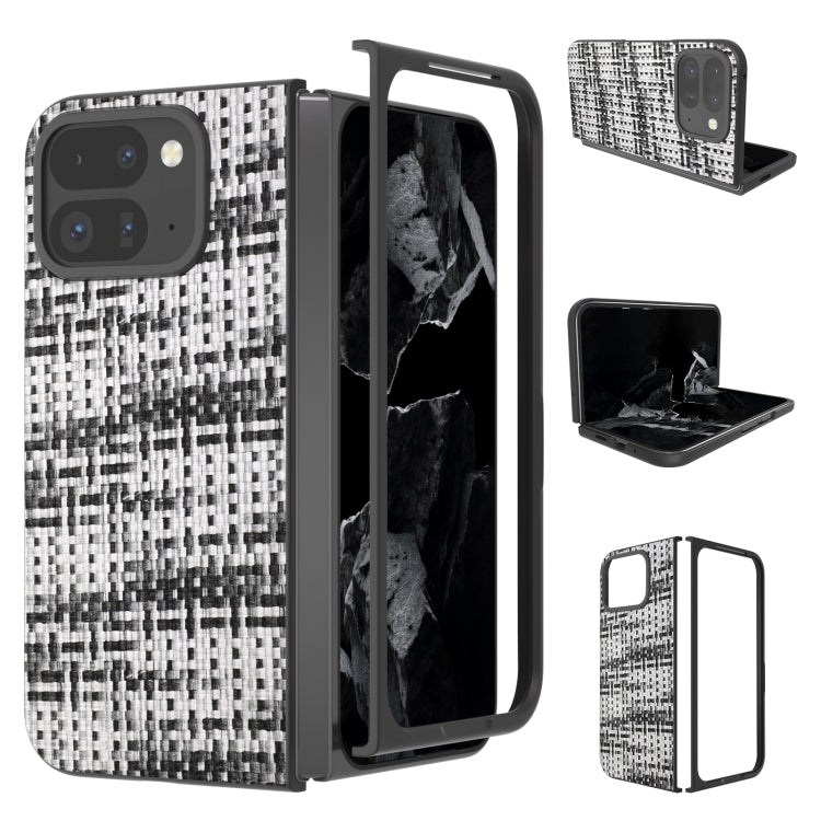 For Google Pixel 9 Pro Fold Black Frame Color Lattice Texture PU Phone Case(Black) - Google Cases by PMC TechLife | Online Shopping South Africa | PMC TechLife | Buy Now Pay Later Mobicred