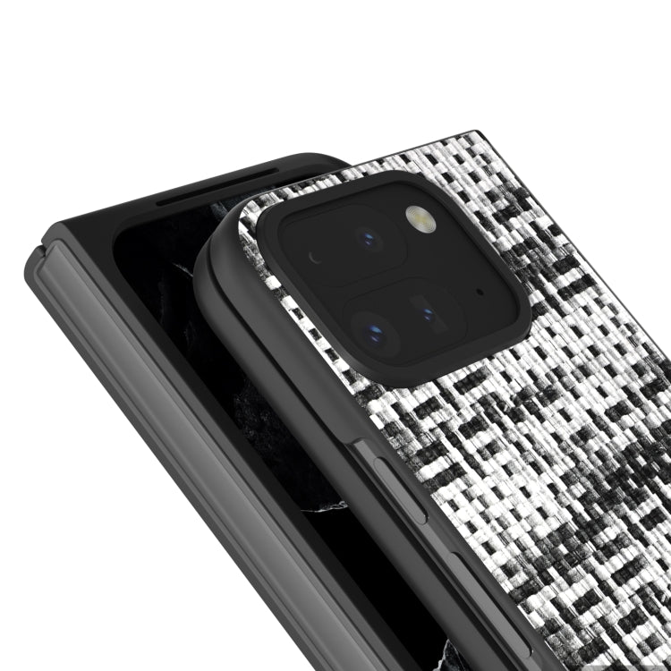 For Google Pixel 9 Pro Fold Black Frame Color Lattice Texture PU Phone Case(Black) - Google Cases by PMC TechLife | Online Shopping South Africa | PMC TechLife | Buy Now Pay Later Mobicred