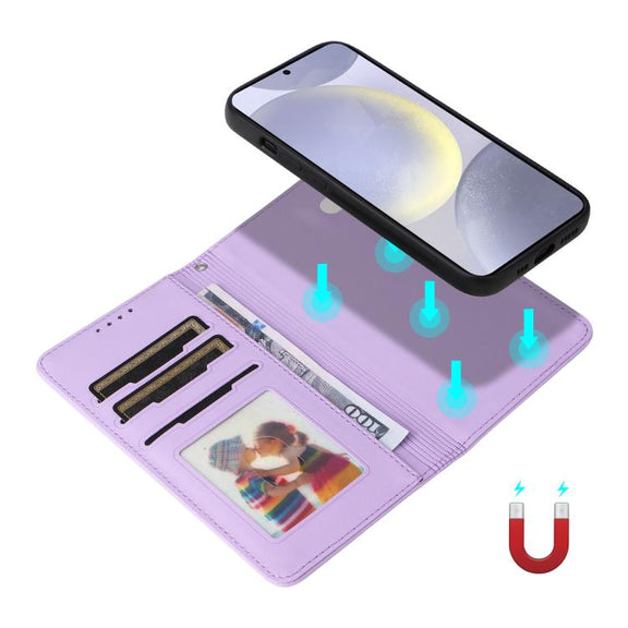 For Samsung Galaxy S25+ 5G BETOPNICE BN-005 2 in 1 Detachable Imitate Genuine Leather Phone Case(Light Purple)