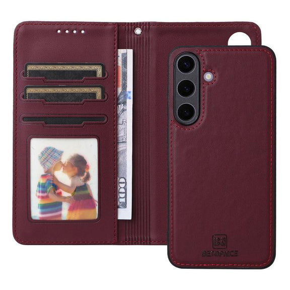 For Samsung Galaxy S25+ 5G BETOPNICE BN-005 2 in 1 Detachable Imitate Genuine Leather Phone Case(Wine Red)