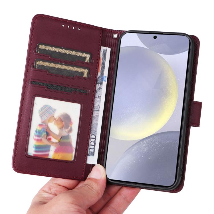 For Samsung Galaxy S25+ 5G BETOPNICE BN-005 2 in 1 Detachable Imitate Genuine Leather Phone Case(Wine Red)