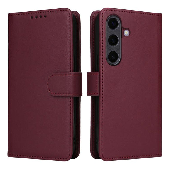 For Samsung Galaxy S25+ 5G BETOPNICE BN-005 2 in 1 Detachable Imitate Genuine Leather Phone Case(Wine Red)