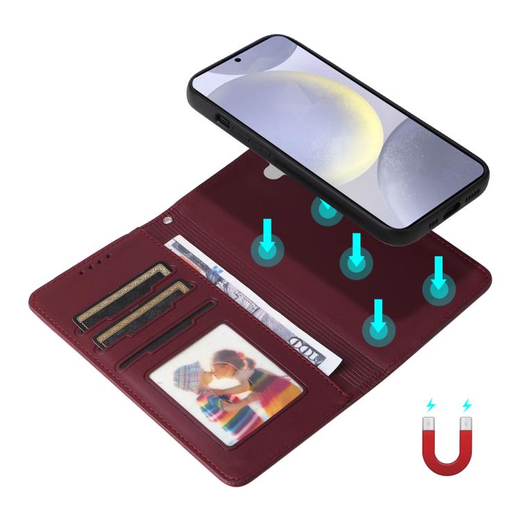 For Samsung Galaxy S25+ 5G BETOPNICE BN-005 2 in 1 Detachable Imitate Genuine Leather Phone Case(Wine Red)