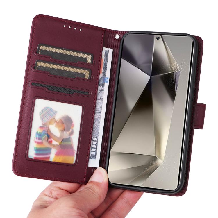 For Samsung Galaxy S25 Ultra 5G BETOPNICE BN-005 2 in 1 Detachable Imitate Genuine Leather Phone Case(Wine Red)