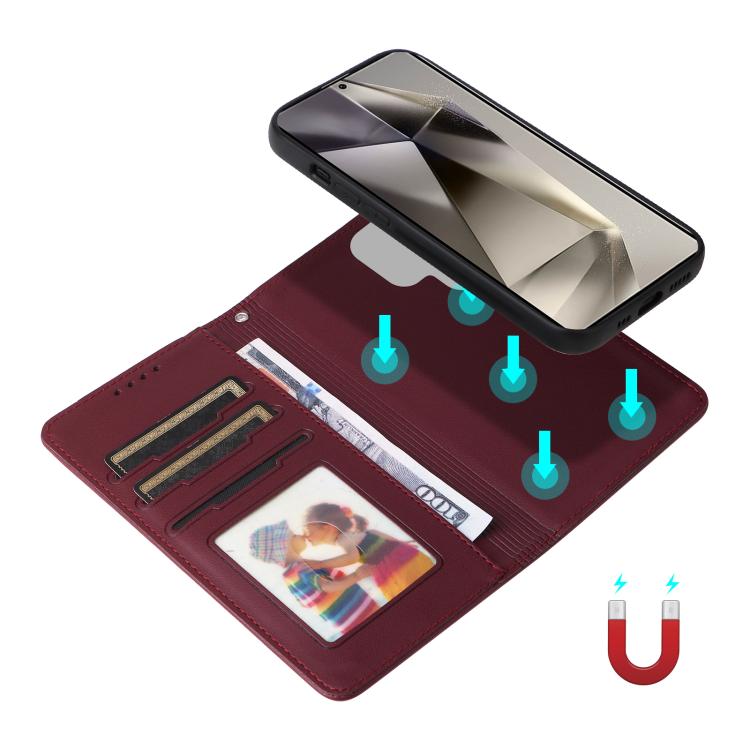 For Samsung Galaxy S25 Ultra 5G BETOPNICE BN-005 2 in 1 Detachable Imitate Genuine Leather Phone Case(Wine Red)