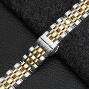 For Garmin Lily 2 Seven-beads 14mm Stainless Steel Watch Band(Silver Gold)
