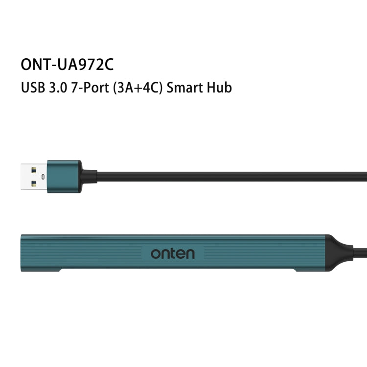 Onten UA972C 7 in 1 USB3.0 to USB3.0 + USB2.0x2 + Type-Cx4 HUB Docking Station(Pine Green) - free shipping - PMC TechLife - Order now!