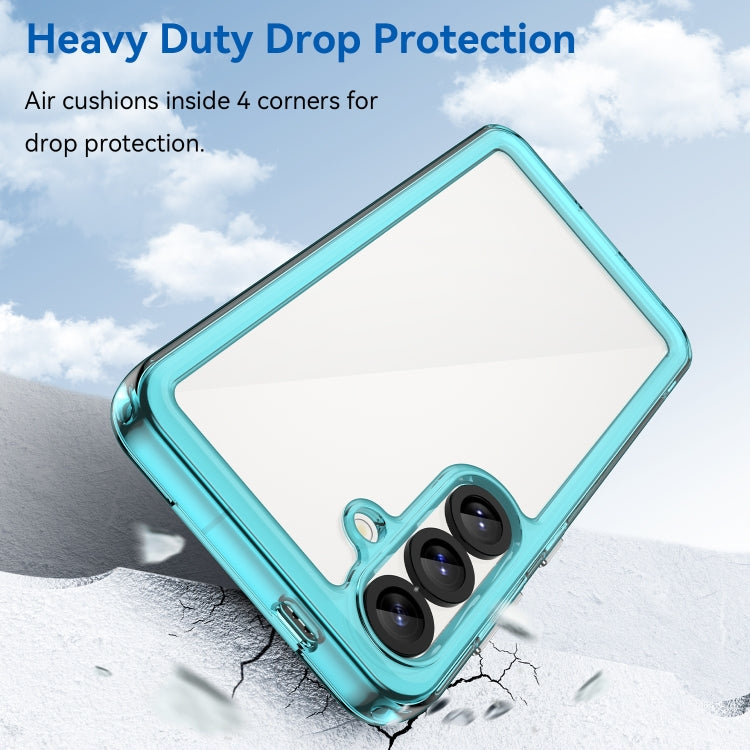 For Samsung Galaxy S25 5G Colorful Series Acrylic Hybrid TPU Phone Case(Transparent Blue)