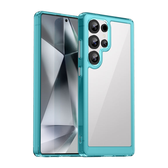 For Samsung Galaxy S25 Ultra 5G Colorful Series Acrylic Hybrid TPU Phone Case(Transparent Blue)