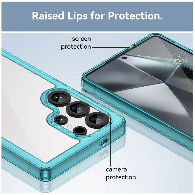 For Samsung Galaxy S25 Ultra 5G Colorful Series Acrylic Hybrid TPU Phone Case(Transparent Blue)