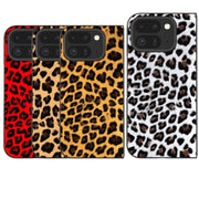 For Google Pixel 9 Pro Fold Black Frame Leopard Full Coverage Phone Case(Silver Leopard)