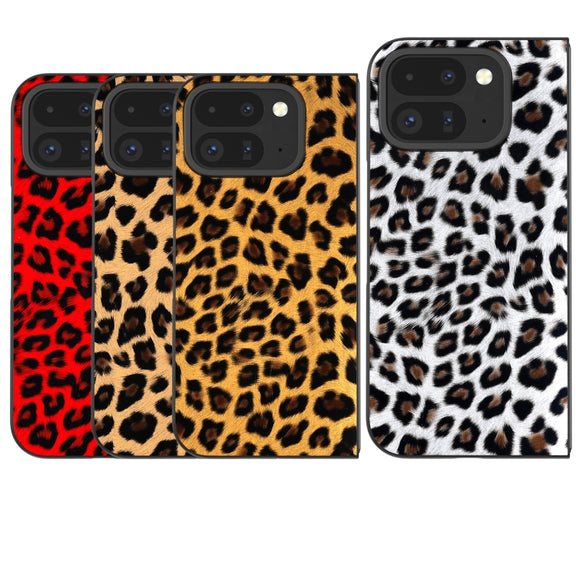 For Google Pixel 9 Pro Fold Black Frame Leopard Full Coverage Phone Case(Red Leopard)