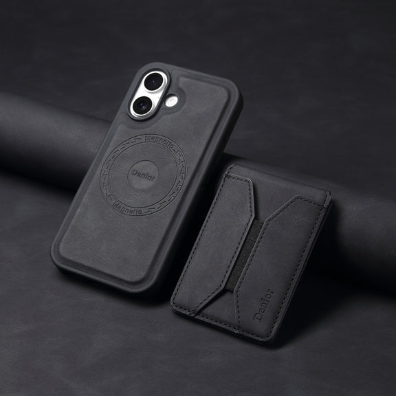 For iPhone 16 Denior D17 Skin Feel MagSafe Detachable Card Slot Phone Case(Black)