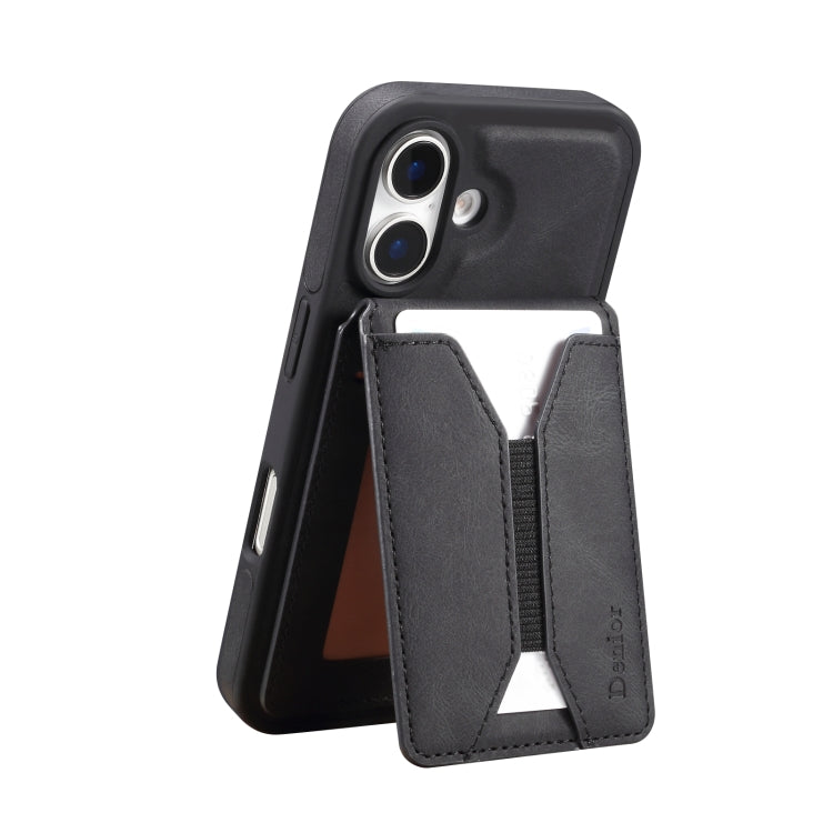 For iPhone 16 Denior D17 Skin Feel MagSafe Detachable Card Slot Phone Case(Black)
