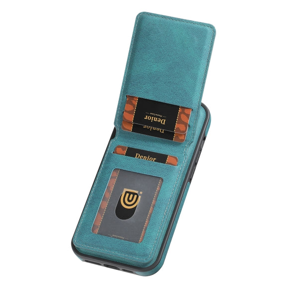 For iPhone 16 Plus Denior D17 Skin Feel MagSafe Detachable Card Slot Phone Case(Blue)