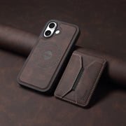 For iPhone 16 Plus Denior D17 Skin Feel MagSafe Detachable Card Slot Phone Case(Brown)