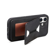 For iPhone 16 Plus Denior D17 Skin Feel MagSafe Detachable Card Slot Phone Case(Black)