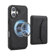 For iPhone 16 Plus Denior D17 Skin Feel MagSafe Detachable Card Slot Phone Case(Black)