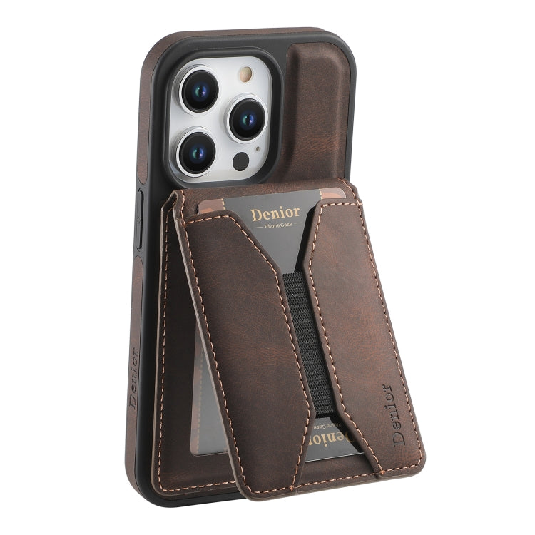For iPhone 16 Pro Denior D17 Skin Feel MagSafe Detachable Card Slot Phone Case(Brown)