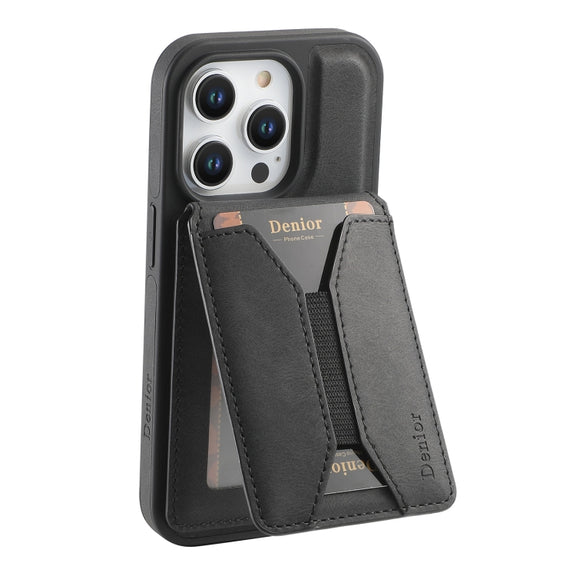 For iPhone 16 Pro Denior D17 Skin Feel MagSafe Detachable Card Slot Phone Case(Black)