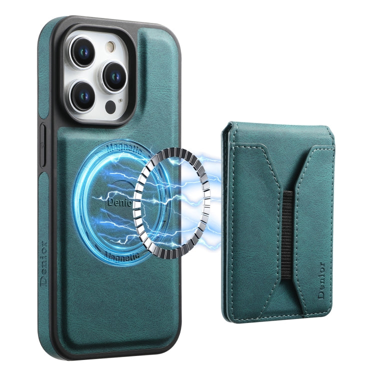 For iPhone 16 Pro Max Denior D17 Skin Feel MagSafe Detachable Card Slot Phone Case(Blue) - iPhone 16 Pro Max Cases by Denior | Online Shopping South Africa | PMC TechLife | Buy Now Pay Later Mobicred