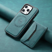 For iPhone 16 Pro Max Denior D17 Skin Feel MagSafe Detachable Card Slot Phone Case(Blue)