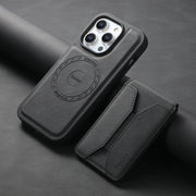 For iPhone 16 Pro Max Denior D17 Skin Feel MagSafe Detachable Card Slot Phone Case(Black)