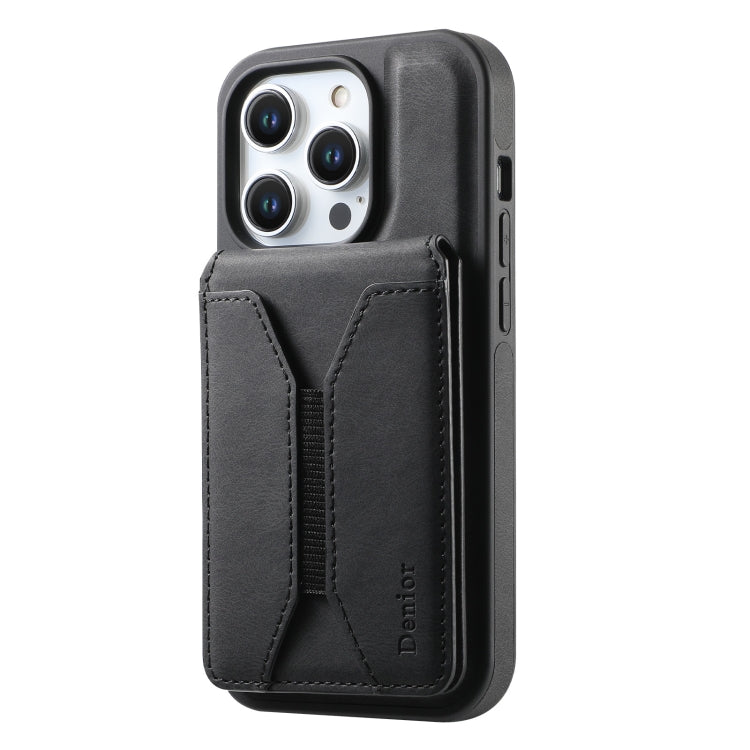 For iPhone 16 Pro Max Denior D17 Skin Feel MagSafe Detachable Card Slot Phone Case(Black)