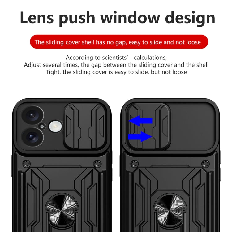 For iPhone 16 Plus Sliding Camshield TPU+PC Phone Case with Card Slot(Grey) - iPhone 16 Plus Cases by PMC TechLife | Online Shopping South Africa | PMC TechLife | Buy Now Pay Later Mobicred