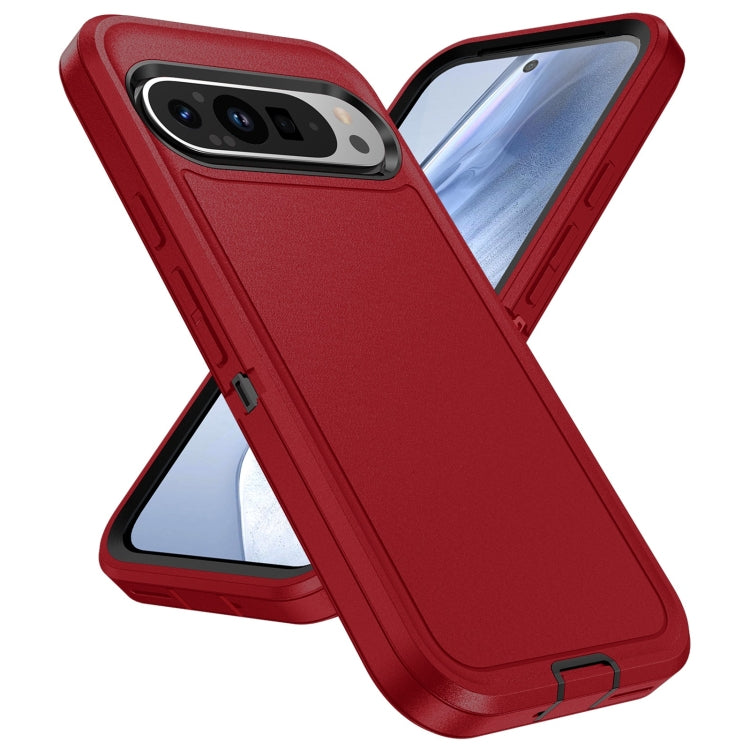 For Google Pixel 9 Pro Life Water-resistant Rugged PC + Silicone Phone Case(Red + Black)